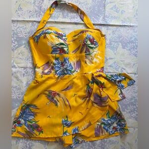 Vintage inspired sarong playsuit